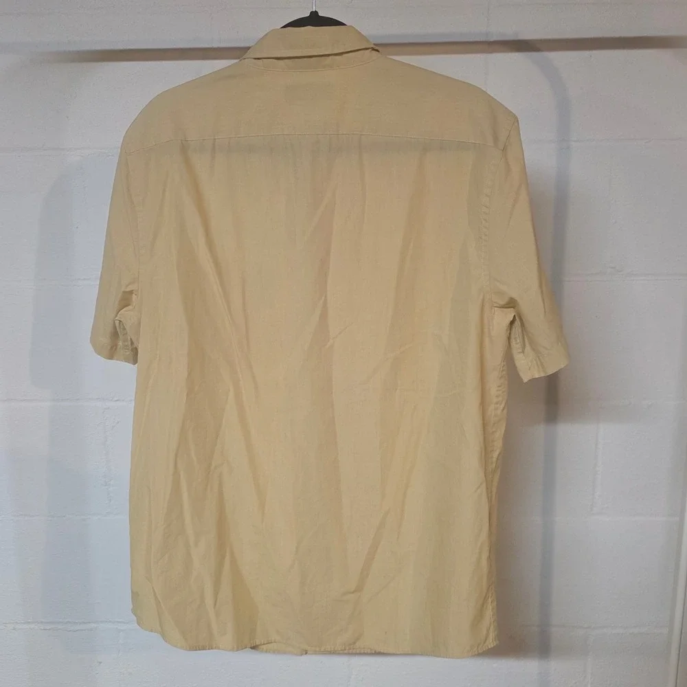 Banana Republic Men Slim Fit L Short‎ Sleeve Button Shirt Yellow Easter Spring